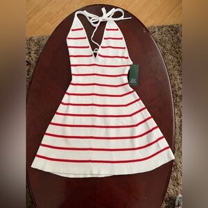 Wild Fable Red & White Striped Halter Knit Mini Dress Size Small